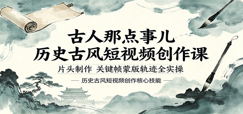古人那点事儿历史古风短视频创作课，片头制作，关键帧蒙版轨迹全实操-财阁