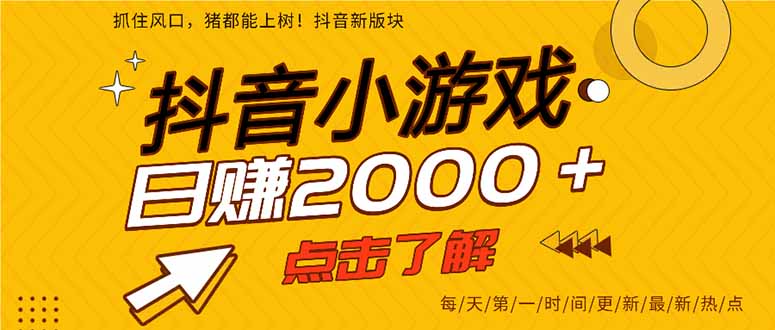 2025年爆火的抖音小游戏项目，一部手机日入2000+-财阁