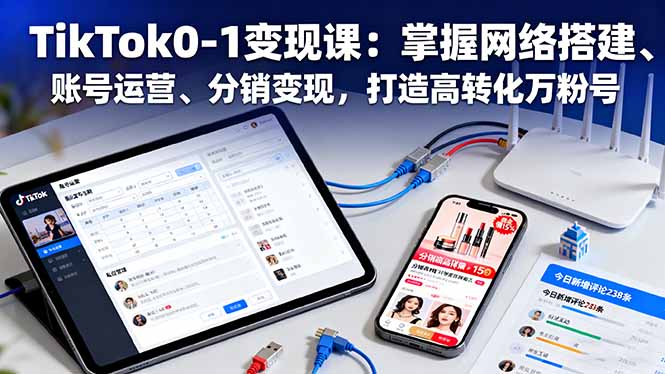 TikTok0-1变现课：掌握网络搭建、账号运营、分销变现，打造高转化万粉号-财阁