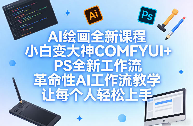 AI绘画全新课程,小白变大神COMFYUI+PS全新工作流,革命性AI工作流教学,让每个人轻松上手-财阁
