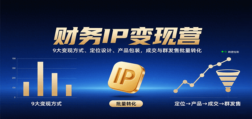 财务IP变现营：9大变现方式、定位设计、产品包装，成交与群发售批量转化-财阁