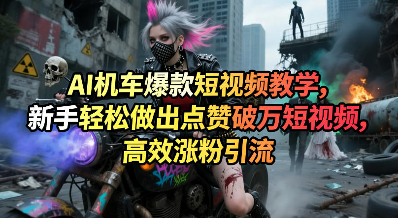 AI机车爆款短视频教学，新手轻松做出点赞破万短视频，高效涨粉引流-财阁