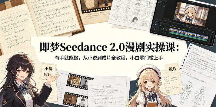 即梦Seedance 2.0漫剧实操课：有手就能做，从小说到成片全教程，小白零门槛上手-财阁