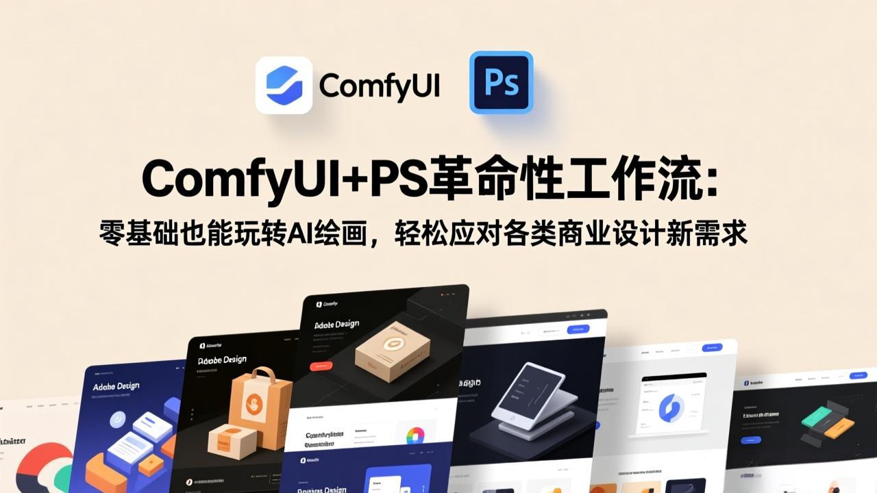 ComfyUI+PS革命性工作流：零基础也能玩转AI绘画，轻松应对各类商业设计新需求-财阁