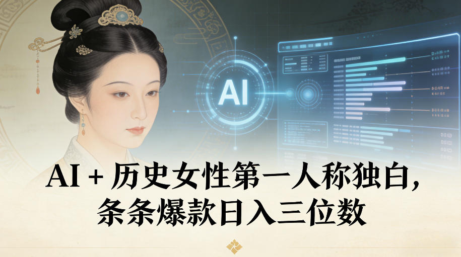 AI+历史女性第一人称独白，条条爆款日入三位数-财阁