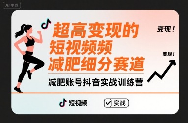 超高变现的短视频减肥细分赛道，减肥账号抖音实战训练营-财阁