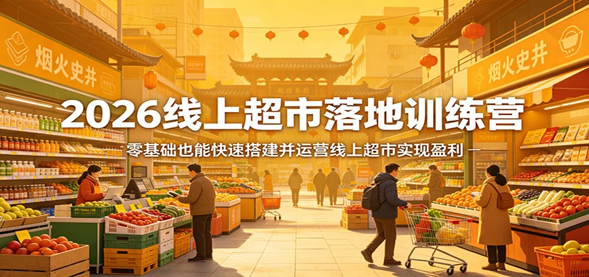 2026线上超市落地训练营，零基础也能快速搭建并运营线上超市实现盈利-财阁