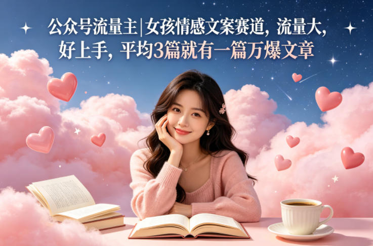 公众号流量主女孩情感文案赛道，流量大，好上手，平均3篇就有一篇万爆文章-财阁