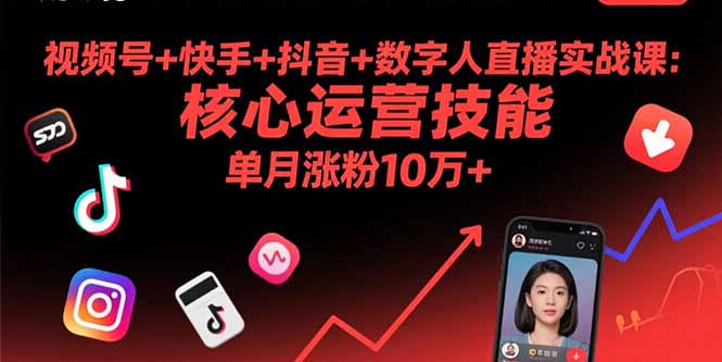 视频号+快手+抖音+数字人直播实战课(9月-财阁