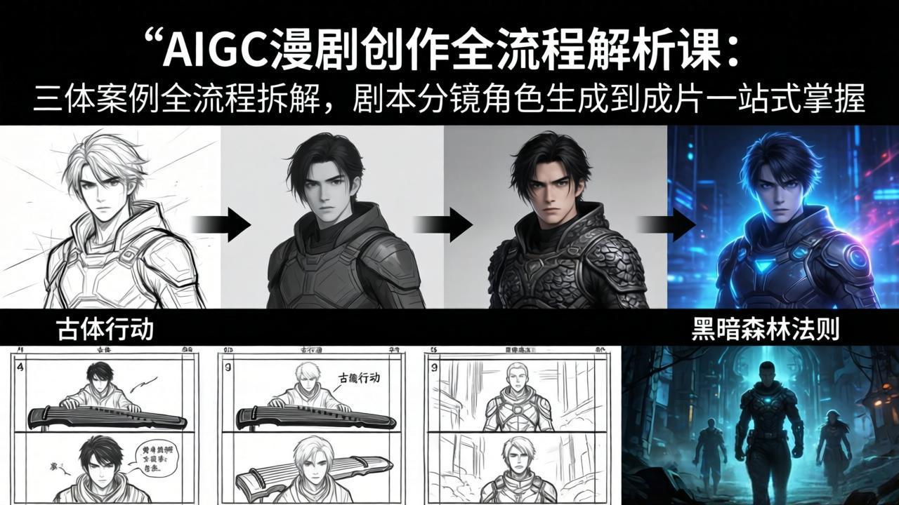 AIGC漫剧创作全流程解析课：三体案例全流程拆解，剧本分镜角色生成到成片一站式掌握-财阁