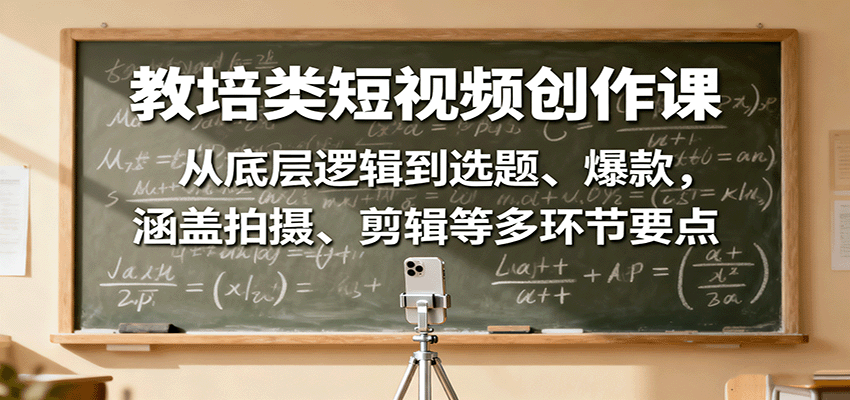 教培类短视频创作课：从底层逻辑到选题、爆款，涵盖拍摄、剪辑等多环节要点-财阁