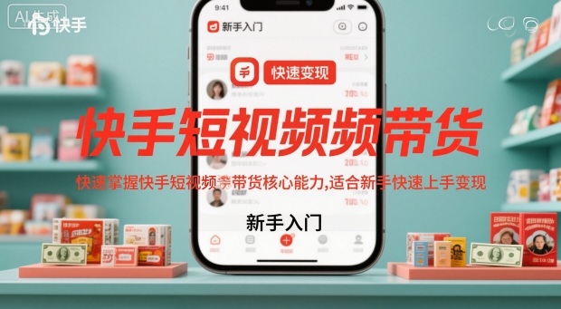 快手短视频带货，快速掌握快手短视频带货核心能力，适合新手快速上手变现-财阁