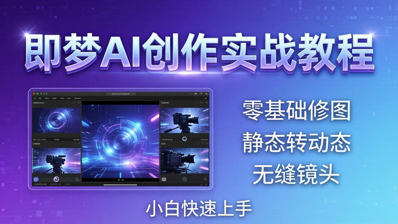 即梦AI创作实战教程，从零基础修图到AI导演，实战教学静态转动态+无缝镜头，小白快速上手-财阁