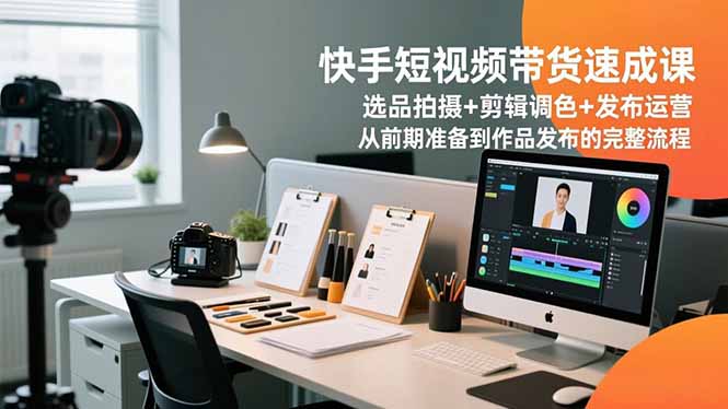 快手短视频带货速成课，选品拍摄+剪辑调色+发布运营，从前期准备到作品发布的完整流程-财阁