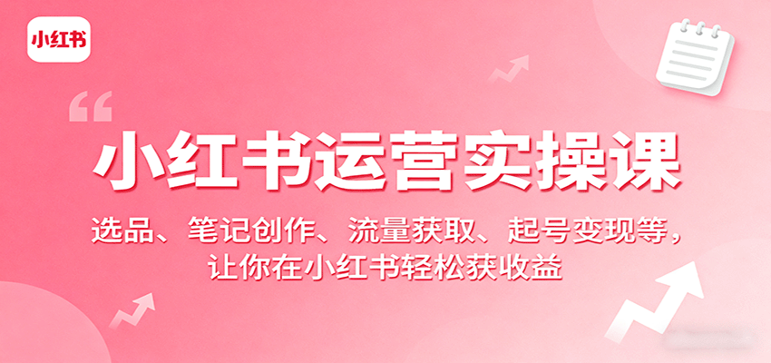 小红书运营实操课：选品、笔记创作、流量获取、起号变现等，让你在小红书轻松获收益-财阁