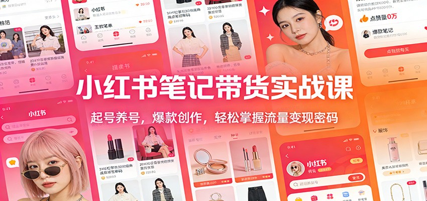 小红书笔记带货实战课：起号养号，爆款创作，轻松掌握流量变现密码-财阁
