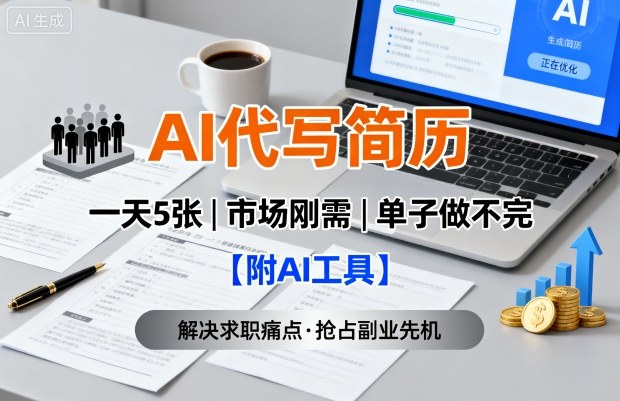 AI代写简历，一天5张，今年找工作难，市场刚需，单子做不完【附AI工具】-财阁