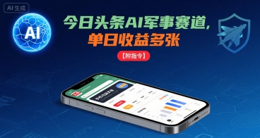 今日头条AI军事赛道，单日收益多张 ，手机可做【附指令】-财阁