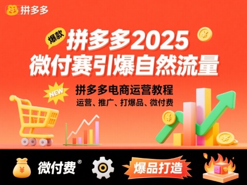 拼多多2025微付费引爆自然流量，拼多多电商运营教程，运营、推广、打爆品、微付费(更新)-财阁