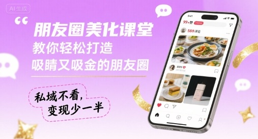 朋友圈美化课堂，教你轻松打造，吸睛又吸金的朋友圈，私域不看，变现少一半-财阁