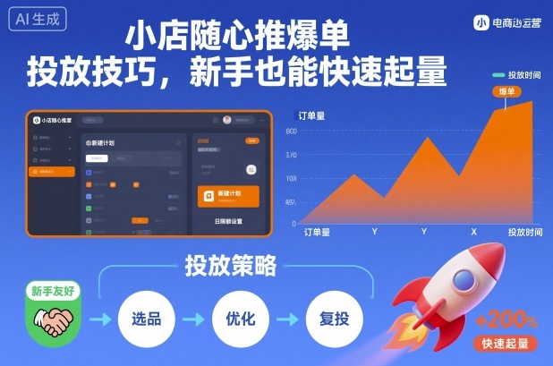 小店随心推爆单投放技巧，新手也能快速起量-财阁