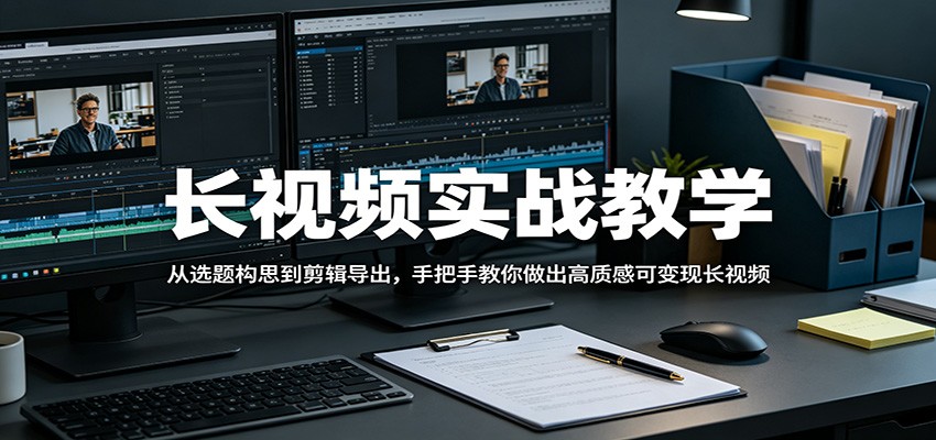 长视频实战教学，从选题构思到剪辑导出，手把手教你做出高质感可变现长视频-财阁