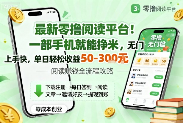 最新零撸阅读平台！一部手机就能挣米，无门槛上手快，单日轻松收益50-3张【揭秘】-财阁