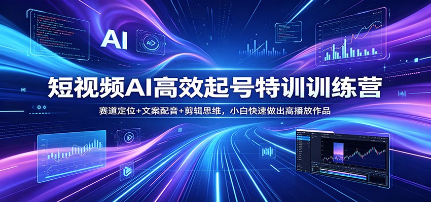 短视频AI高效起号特训训练营：赛道定位+文案配音+剪辑思维，小白快速做出高播放作品-财阁