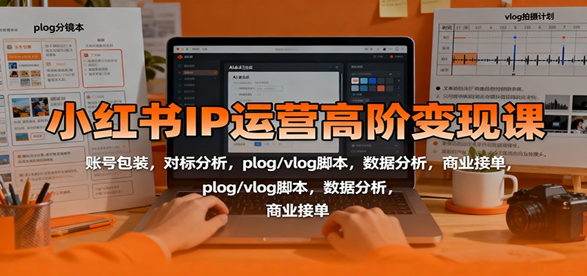 小红书IP运营高阶变现课：账号包装，对标分析，plog/vlog脚本，数据分析，商业接单-财阁