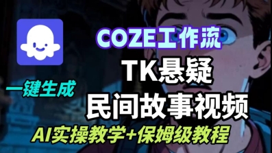 Coze扣子工作流一键生成TK悬疑民间故事视频，AI实操教学+保姆级教程-财阁