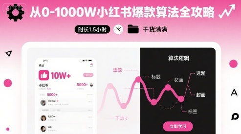 从0-1000W小红书爆款算法全攻略，时长1.5小时，干货满满-财阁