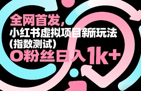 全网首发，小红书虚拟项目新玩法(指数测试)，0粉丝日入1k+，整个玩法完整拆解！-财阁