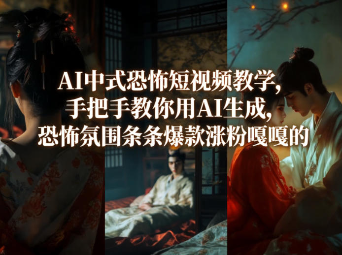 AI中式恐怖短视频教学，手把手教你用AI生成，恐怖氛围条条爆款涨粉嘎嘎的-财阁
