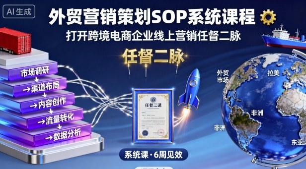 外贸营销策划SOP系统课程，打开跨境电商企业线上营销任督二脉-财阁