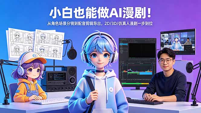 小白也能做AI漫剧！从角色场景分镜到配音剪辑导出，2D/3D/仿真人漫剧一步到位-财阁