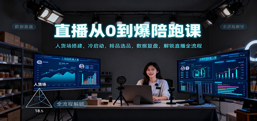 直播从0到爆陪跑课：人货场搭建，冷启动，排品选品，数据复盘，解锁直播全流程-财阁