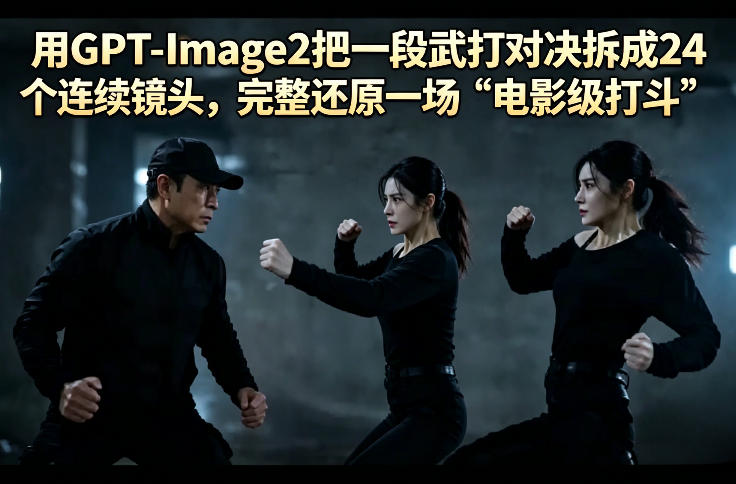 用GPT-Image2把一段武打对决拆成24个连续镜头，完整还原一场“电影级打斗”-财阁