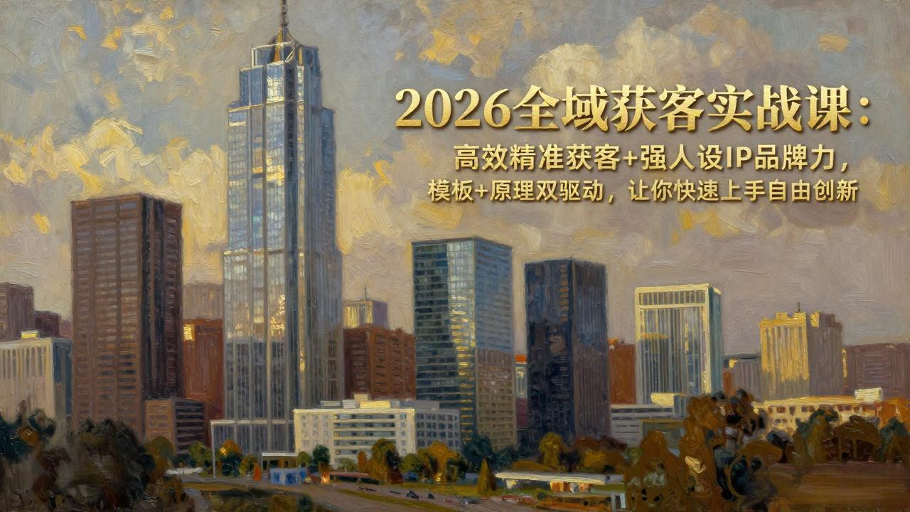 2026全域获客实战课：高效精准获客+强人设IP品牌力，模板+原理双驱动，让你快速上手自由创新-财阁