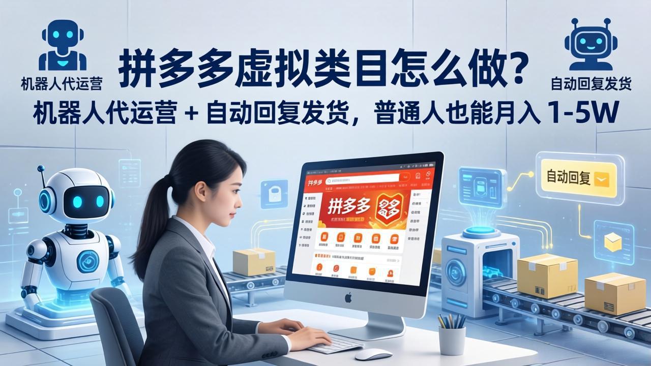 拼多多虚拟类目怎么做？机器人代运营 + 自动回复发货，普通人也能月入 1-5W-财阁