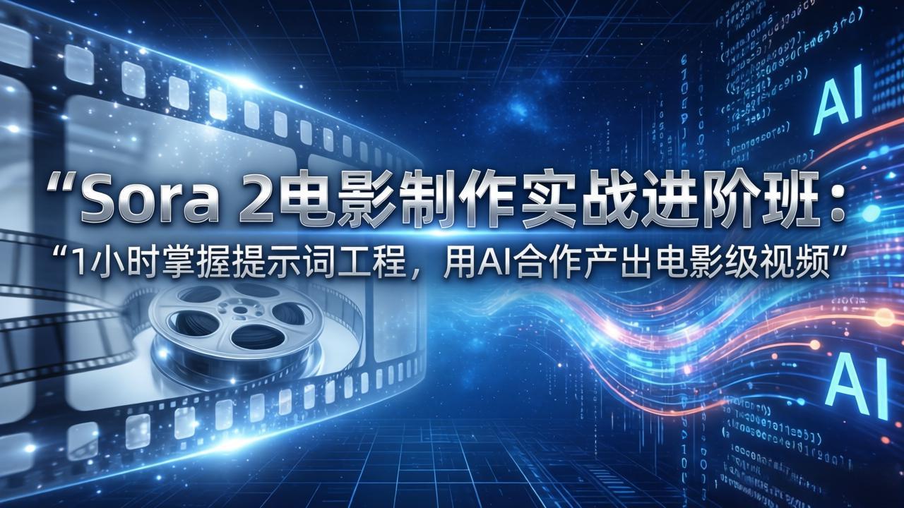 Sora 2电影制作实战进阶班：1小时掌握提示词工程，用AI合作产出电影级视频-财阁