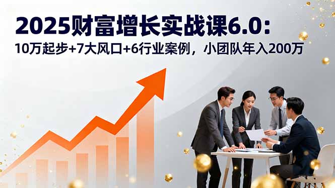 2025财富增长实战课6.0：10万起步+7大风口+6行业案例，小团队年入200万-财阁