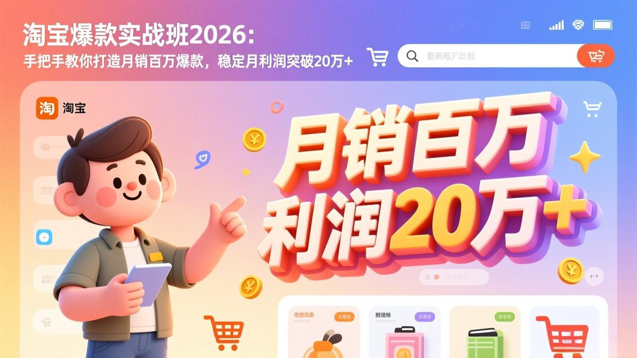 淘宝爆款实战班-2026年3月更新：手把手教你打造月销百万爆款，稳定月利润突破20万+-财阁
