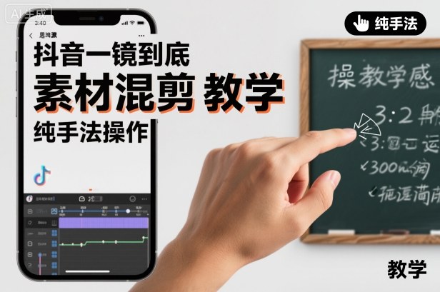 抖音一镜到底素材混剪教学，纯手法操作-财阁