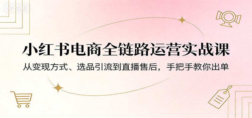 小红书电商全链路运营实战课：从变现方式、选品引流到直播售后，手把手教你出单-财阁
