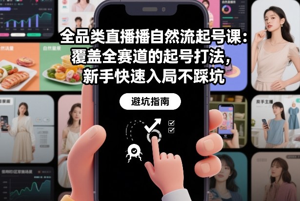 全品类直播自然流起号课:覆盖全赛道的起号打法,新手快速入局不踩坑-财阁