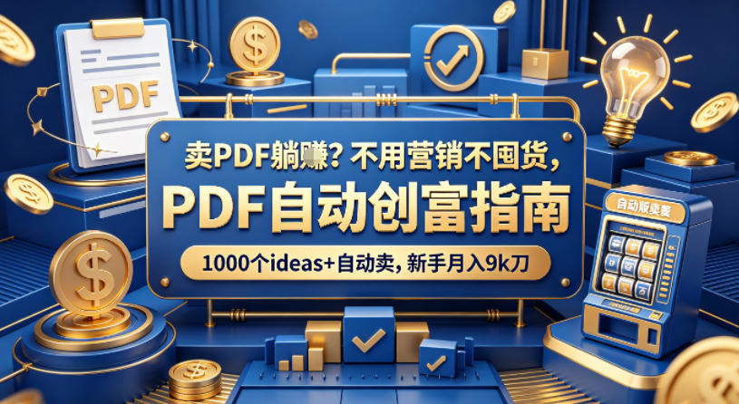卖PDF躺賺？不用营销不囤货，PDF自动创富指南，1000个ideas+自动卖，新手月入9k刀【原创双语字幕】-财阁