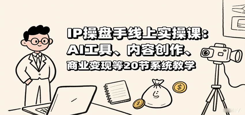 IP操盘手线上实操课：AI工具、内容创作、商业变现等20节系统教学-财阁