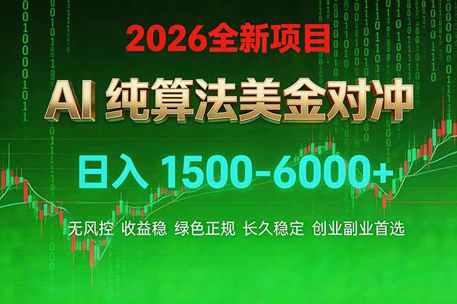 2026 全新美金对冲项目，不套平台赠金，不封号，纯算法对冲，日入 1500-6000+-财阁
