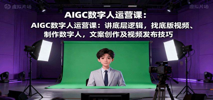 AIGC数字人运营课：讲底层逻辑，找底版视频、制作数字人，文案创作及视频发布技巧-财阁