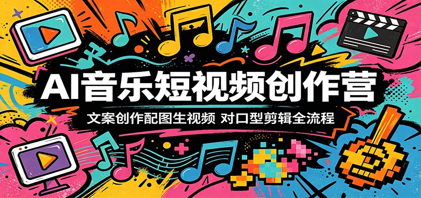 AI音乐短视频创作营：文案创作配图生视频，对口型剪辑全流程-财阁